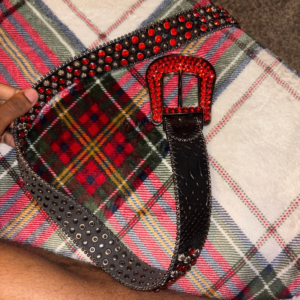 Studded Black and Red Belt